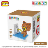 LOZ Figures Brown Bear WC Pee Urinate Box Diamond Block Toys Builds Cartoon Fun Small Bricks Cube DIY Animal Anime Figurine 9430