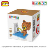 LOZ Figures Brown Bear WC Pee Urinate Box Diamond Block Toys Builds Cartoon Fun Small Bricks Cube DIY Animal Anime Figurine 9430