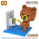LOZ Figures Brown Bear WC Pee Urinate Box Diamond Block Toys Builds Cartoon Fun Small Bricks Cube DIY Animal Anime Figurine 9430