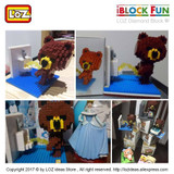 LOZ Figures Brown Bear WC Pee Urinate Box Diamond Block Toys Builds Cartoon Fun Small Bricks Cube DIY Animal Anime Figurine 9430