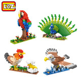 LOZ Birds Diamond Blocks Model Hen Chick Peacock Eagle Parrot Assemblage Toy Model Blocks DIY 3D Animals Ages 14 + 9544-9547
