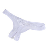 Low Rise Woman Panties Open Lace Crotch Thong Mesh Pearl Massage Lady Sexy Temptation Panties Ondergoed Dames #1024