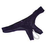 Low Rise Woman Panties Open Lace Crotch Thong Mesh Pearl Massage Lady Sexy Temptation Panties Ondergoed Dames #1024