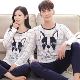 Low Price New 2017 Lovers pajamas women long-sleeved spring thin pajama sets men pure couple pajamas for men set sleepwear suit