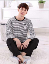 Low Price New 2017 Lovers pajamas women long-sleeved spring thin pajama sets men pure couple pajamas for men set sleepwear suit