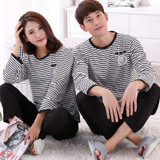 Low Price New 2017 Lovers pajamas women long-sleeved spring thin pajama sets men pure couple pajamas for men set sleepwear suit