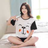 Low Price Woman Pajamas Sets Hot Summer Short Sleeve Thin Pyjamas Home Furnishing Clothing Cartoon Print Cute loose sleepwear