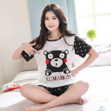 Low Price Woman Pajamas Sets Hot Summer Short Sleeve Thin Pyjamas Home Furnishing Clothing Cartoon Print Cute loose sleepwear
