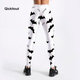 Low Price Promotion Women Fitness Leggings Black Bat Printed High Waist White Pants S-4XL Workout Pants