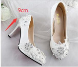Low high heels bridal wedding shoes white rhinestones lace wedding pumps shoe for spring summer bridesmaid shoes XNA 242