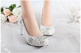 Low high heels bridal wedding shoes white rhinestones lace wedding pumps shoe for spring summer bridesmaid shoes XNA 242