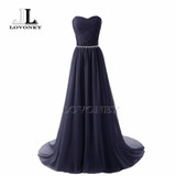 LOVONEY Vestido De Festa Chiffon Plus Size Long Evening Dress 2017 Elegant Sweetheart Formal Dresses Evening Party Gown S305
