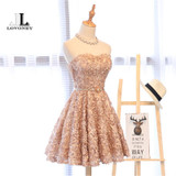 LOVONEY XYG702 A-Line Sweetheart Short Prom Dresses 2017 Sexy Backless Lace-Up Knee-Length Party Dresses Prom Gown Real Photos