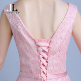 LOVONEY S307 New Design A-Line V-Neck Long Lace Prom Dresses 2017 Formal Dresses Evening Party Gown Vestido De Festa