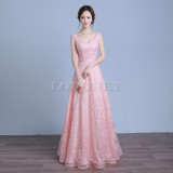 LOVONEY S307 New Design A-Line V-Neck Long Lace Prom Dresses 2017 Formal Dresses Evening Party Gown Vestido De Festa