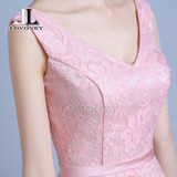 LOVONEY S307 New Design A-Line V-Neck Long Lace Prom Dresses 2017 Formal Dresses Evening Party Gown Vestido De Festa