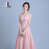 LOVONEY S307 New Design A-Line V-Neck Long Lace Prom Dresses 2017 Formal Dresses Evening Party Gown Vestido De Festa