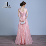 LOVONEY S307 New Design A-Line V-Neck Long Lace Prom Dresses 2017 Formal Dresses Evening Party Gown Vestido De Festa