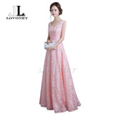 LOVONEY S307 New Design A-Line V-Neck Long Lace Prom Dresses 2017 Formal Dresses Evening Party Gown Vestido De Festa