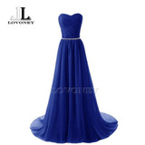 LOVONEY S305 Sexy Chiffon Beading Prom Dresses 2017 A-Line Long Evening Dress Gown Formal Party Dresses Robe De Soiree