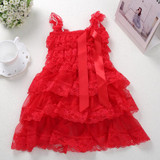 Baby Girls Princess Lace Party Dress Fluffy 3 Layers Flower Girl Dresses Baby Sleeveless Wedding Pageant party costumes clothes