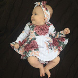 Baby Girls Long Sleeve Floral Dresses 2PCS Outfits 2017 New Bebes Kids Casual Dress For Girls Cute Fall Vestidos+Headband 0-24M