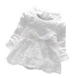Baby Girls Lace Flower Dresses Sweet Crochet Long Sleeve Bow knot Summer Floral Cotton Hollow out Dress little vestido infantil