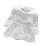 Baby Girls Lace Flower Dresses Sweet Crochet Long Sleeve Bow knot Summer Floral Cotton Hollow out Dress little vestido infantil