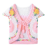 Baby Girls Knitted Vest Handmade Crochet Knitted Vest Girl Sleeveless Flower Pearl Cardigan Vests Waistcoat Clothes