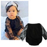 Baby Girls Lace Bodysuits Newborn Baby Bodysuits Long Sleeve Black Color Lace stitching Kids Bodysuit Infant Costume