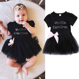 Baby Girls Kids Infant Newborn Summer Short Sleeve Letter BOW Lace Mini Dress Pageant Party Tutu Ball Gown Tulle Princess Dress