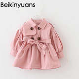 Baby Girls Jackets 2017 Spring Solid Cotton Coat Windbreaker For Girls Toddler Kids Casual Outerwear double-breasted Windbreaker