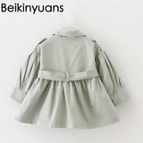 Baby Girls Jackets 2017 Spring Solid Cotton Coat Windbreaker For Girls Toddler Kids Casual Outerwear double-breasted Windbreaker