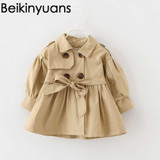 Baby Girls Jackets 2017 Spring Solid Cotton Coat Windbreaker For Girls Toddler Kids Casual Outerwear double-breasted Windbreaker
