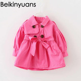 Baby Girls Jackets 2017 Spring Solid Cotton Coat Windbreaker For Girls Toddler Kids Casual Outerwear double-breasted Windbreaker