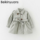 Baby Girls Jackets 2017 Spring Solid Cotton Coat Windbreaker For Girls Toddler Kids Casual Outerwear double-breasted Windbreaker