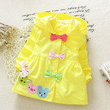 Baby Girls Jacket Clothes 2017 Spring Cotton Sweet Newborn Baby Bow Cartoon Bear Hooded Windbreaker For Girls Jackets And Coats