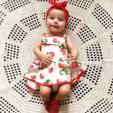 Baby Girls Infantil Toddler Kids Strawberry Princess Romper Dress Tutu Casual Outfit Clothes 0-2Y