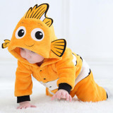 Baby Rompers Animals Warm Winter Coral Fleece Cute Fish Pajamas Christmas Newborn Baby Boy Girl Pijamas de bebe recem nascido