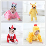 Baby Rompers Animals Warm Winter Coral Fleece Cute Fish Pajamas Christmas Newborn Baby Boy Girl Pijamas de bebe recem nascido