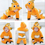 Baby Rompers Animals Warm Winter Coral Fleece Cute Fish Pajamas Christmas Newborn Baby Boy Girl Pijamas de bebe recem nascido