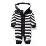 Baby Romper Thick Fleece Warm Cardigan for Winter Kids Knitted Sweater Infant's Climbing Clothes Hooded Girl Boys Outwear CL0434