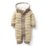 Baby Romper Thick Fleece Warm Cardigan for Winter Kids Knitted Sweater Infant's Climbing Clothes Hooded Girl Boys Outwear CL0434