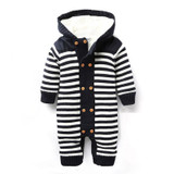 Baby Romper Thick Fleece Warm Cardigan for Winter Kids Knitted Sweater Infant's Climbing Clothes Hooded Girl Boys Outwear CL0434