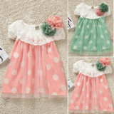 Baby Princess Dress Hot 2015 New Girls Polka Dot Lace Dress Baby Summer Beach Dress Sundress