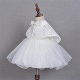 Baby Princess Dress + Pearl Lace Shawl Infant Toddler White Baptism Dresses Infant Christening Gown Toddler Dress Girls Clothes