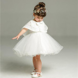 Baby Princess Dress + Pearl Lace Shawl Infant Toddler White Baptism Dresses Infant Christening Gown Toddler Dress Girls Clothes