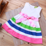 Baby Princess Dress 2016 Summer Cute Baby Striped Dress Little Girls Sleeveless Tutu Dress Party Wedding Vestidos Baby Clothes