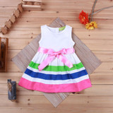 Baby Princess Dress 2016 Summer Cute Baby Striped Dress Little Girls Sleeveless Tutu Dress Party Wedding Vestidos Baby Clothes
