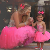 Baby Pink Rhinestones Cocktail Dresses Sexy Sweetheart Tulle Short Crystal Tulle Homecoming Dresses robe de cocktail